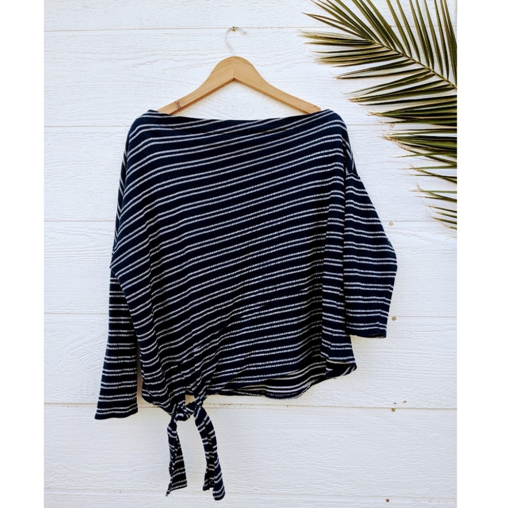 Stripe Knot Tie Asymmetrical Top by Kye Mi